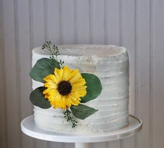 Sunflower Cake Topper Flower Eucalyptus Reusable Sola Wood Yellow Wedding Decor