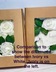 25 Ling’s Moment Artificial Foam Ivory Roses With Stems & Leaves NOB 25 Piece