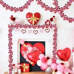 50FT Valentines Heart Tinsel Red Pink White Hearts, Hearts