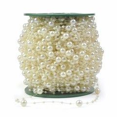 60 Meter Ivory Pearl Beaded Garland Wedding Bouquet Decoration Craft on Spool