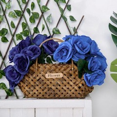 ROYAL BLUE 12″ tall Velvet Roses ARTIFICIAL FLOWERS Bouquet Wedding Decorations