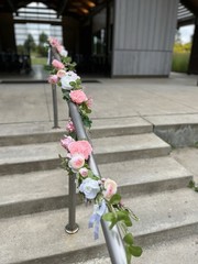 Pink And White Silk Flower Garland 7ft