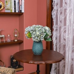 Fake Flowers 6pcs Artificial Silk Hydrangea Flowers Bouquets Deep Lake Blue