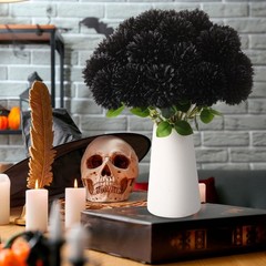 36 Pcs Black Artificial Marigolds Faux Ball Chrysanthemum Flowers Bouquet Sil…