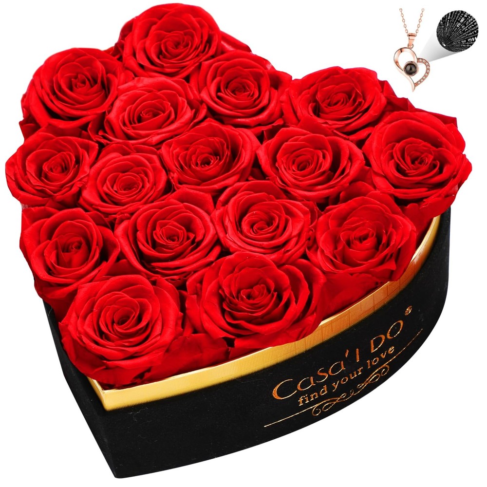 Casaido Preserved Roses Flowers for Delivery 16 Pcs, Forever 16 Roses, Red