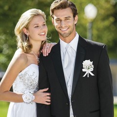 Artificial White Rose Boutonniere & Wrist Corsage Set – Lightweight & Stylish