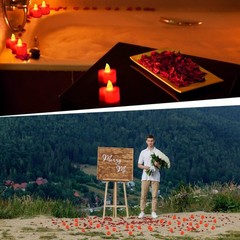 2000pcs Red Artificial Rose Petals with 24pcs Red LED Tea Lights Kit
