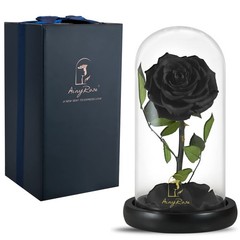 SW Forever Preserved Real Black Rose Flower Birthday Gift for Mom