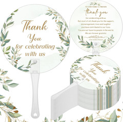 100 Pcs Wedding Hand Fans for Guests Bulk Greenery Wedding Favor Fans with Handl