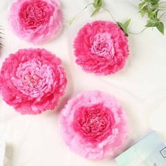 24 pack 7″ 9″ 11″ Fuchsia and Pink Tissue Paper Carnation Flowers Home Backdrop