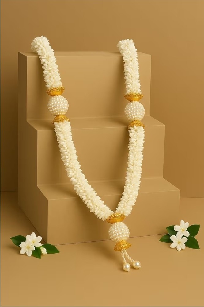 Sacred Store Artificial Handmade Jasmine Plastic Garland for Frame 10×8-12×15