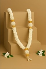 Sacred Store Artificial Handmade Jasmine Plastic Garland for Frame 10×8-12×15