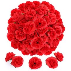 50pcs Mini Rose Artificial Flower Heads, 1.57” Real Looking Silk Rose for