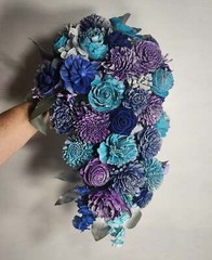 Royal Blue Purple Turquoise Vintage Sola Wood Bridal Wedding Bouquet Accessories