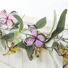 3 pcs Assorted Faux Butterfly Flowers Garlands Willow Greenery Leaves Party