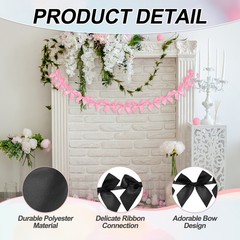 2 String of 13 PCS Black/White Bow Garland Banner Decoration Party Bow