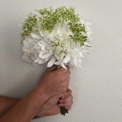 SET OF 3 Assorted Flower White Sola Bridal Wedding Bouquet with corsages
