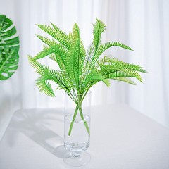 2 GREEN 19″ Faux Fern ARTIFICIAL LEAVES Greenery Stems Party Decorations