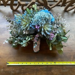 Bridal Wedding Bouquet Budget Friendly Handmade Faux Florals Blue Purple Green