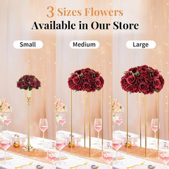 Burgundy Silk Rose Ball Centerpieces – 10 Pcs for Weddings & Parties