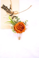Ansofi Burnt Orange Corsage and Boutonniere Set Artificial Rose Flower Wrist Cor