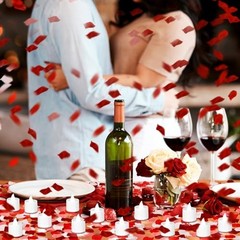 6000 Pcs Artificial Rose Petals with 72 Pcs White with Red Series Petal