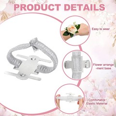 24 Pcs Corsage Wristlet Band Aluminum Wrist Corsage Bracelets Bands Silver