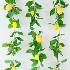 3 Strands Lemon Artificial Vines, 71″ Lemon Silk Vine Garland with Lemon Vine