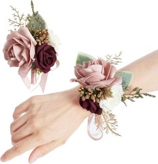 Chic Blush Pink Corsage and Boutonniere for Bride and Groom – Elegant Foam Roses