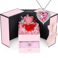 Suturun Preserved Roses Forever Flowers Gifts for Women,Eternal Pink