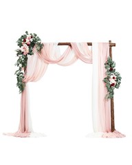 Uimoso Artificial Wedding Arch Flowers Kit Pink With 2 Pcs Flowers 3 Pcs Drapes