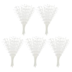 50 Pcs 4mm Pearl String Bouquet Pearl Stick Stems Bouquets Garland Spray, White