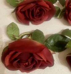 7 Burgundy Red Napkin Candle Rings Silk Roses Wedding Party Flowers Centerpiece