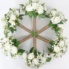 Artificial Bridesmaid Bouquets Set of 6 for Wedding – 7 Inch White Flowers Bouqu