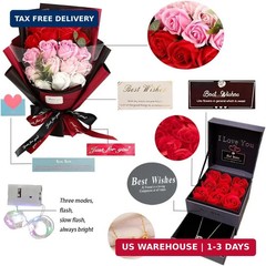 EIGHTOWN Roses Bouquet Artificial Flower – Preserved Red Rose Flowers with Love
