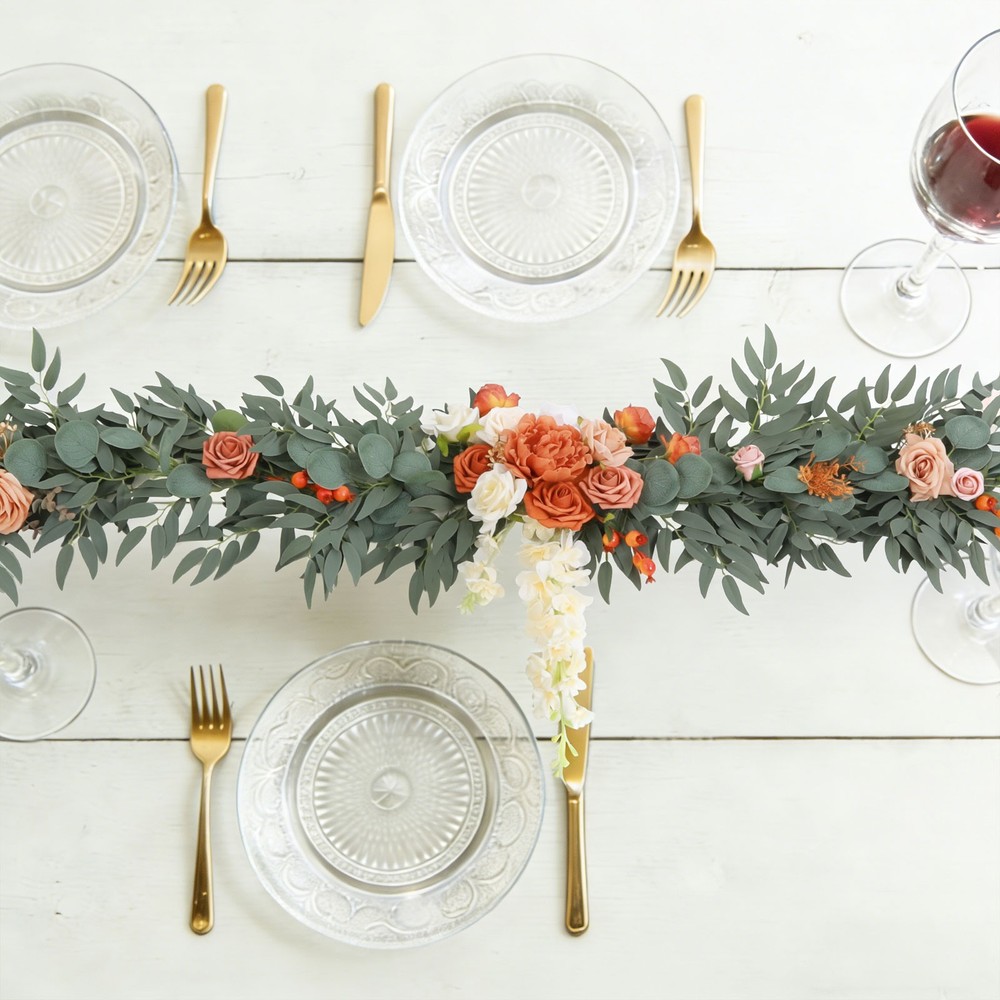 275cm Flower Garland Handmade Rattan Artificial Floral Garland For Wedding Party