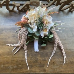 Bridal Wedding Bouquet Lovely Budget Handmade Faux Floral Champagne Yellow Pink