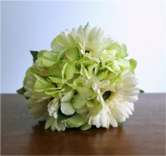 Silk Flower WEDDING BOUQUET Ivory Gerbera Daisy and Light Green Hydrangea