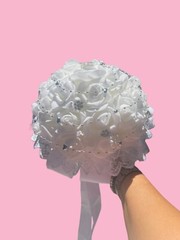 1PC Bridal Bouquet White Roses Wedding Bride Bouquet Beautiful Wedding Bouquets
