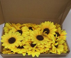 Levana 50 Pc Fake Sunflower Heads 4 in Silk Sunflowers Double Petals Artificial