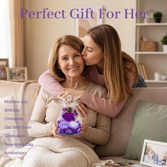 Bessol Gifts 3.86*5.91 inch, Purple(rose, Austin, Baby’s Breath, Hydrangea)