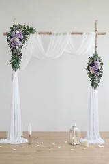 Lilac Artificial Wedding Arch Flowers Kit (Pack of 3) with 26Ft White Shiny A…