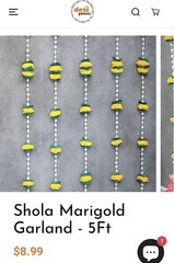 Desi Favors Natural Marigold Garland 5 ft Yellow Green White – 10 pack