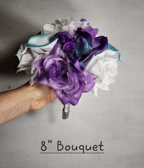 Purple Turquoise White Rose Calla Lily Orchid Bridal Wedding Bouquet Accessories