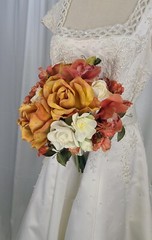 Rose, Peaches and Cream Faux Silk Bridal Bouquet