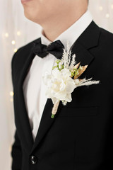 1 Pc Sinlge Ivory White Boutonniere for Men for Wedding Groom Groomsmen Cream Ar