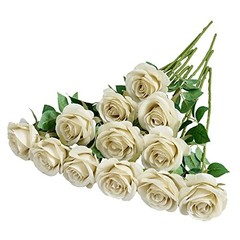 12pcs Roses Artificial Flowers Fake Rose Beige Silk Roses Tan Silk Beige Taupe