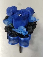 Royal Blue Black Rose Calla Lily Bridal Wedding Bouquet Accessories