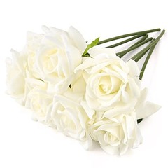 Fake Flowers, Faux Silk Real Touch Artificial Rose Flowers for Decoration