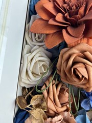 Ling’s Moment Burnt Orange Navy Artificial Flowers Greenery Combo Deluxe Set